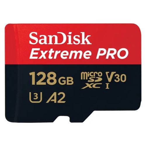 SanDisk Extreme PRO microSDXC 128GB + SD Adapter 200MB/s & 90MB/s A2 C10 V30 UHS-I U3