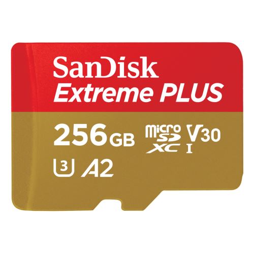 SanDisk Extreme PLUS microSDXC 256GB + SD Adapter A2 C10 V30 UHS-I U3