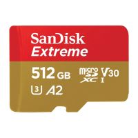 SanDisk Extreme microSDXC 512GB + SD Adapter 190MB/s &amp; 130MB/s A2 C10 V30 UHS-I U3